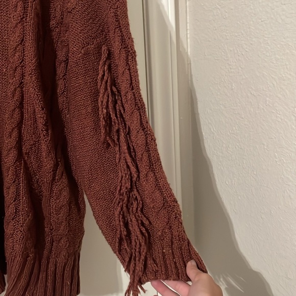 American Eagle Western Boho Fringe Open Cable Knit Cardigan Size XS - Picture 9 of 11